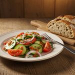 Fertiger Gurkensalat, Zwiebel-Salat und Tomatensalat ideal für gesunde Ernährung.