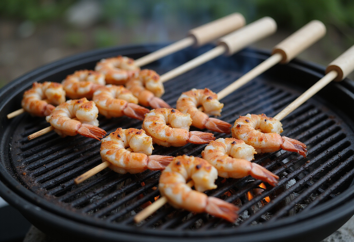 Vorheizen des Grills für Texas Roadhouse Gegrillte Garnelen.